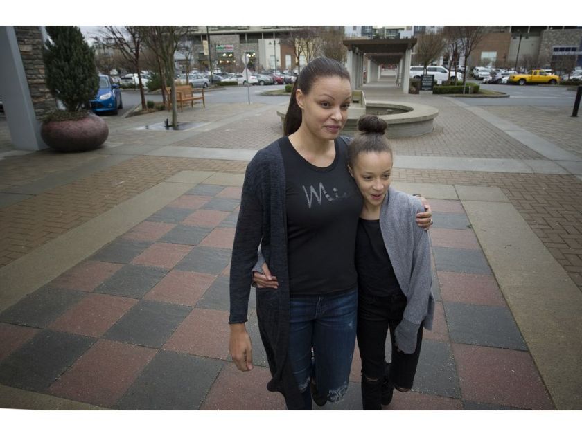 Faith Gibson with her daughter Meah, 11. 